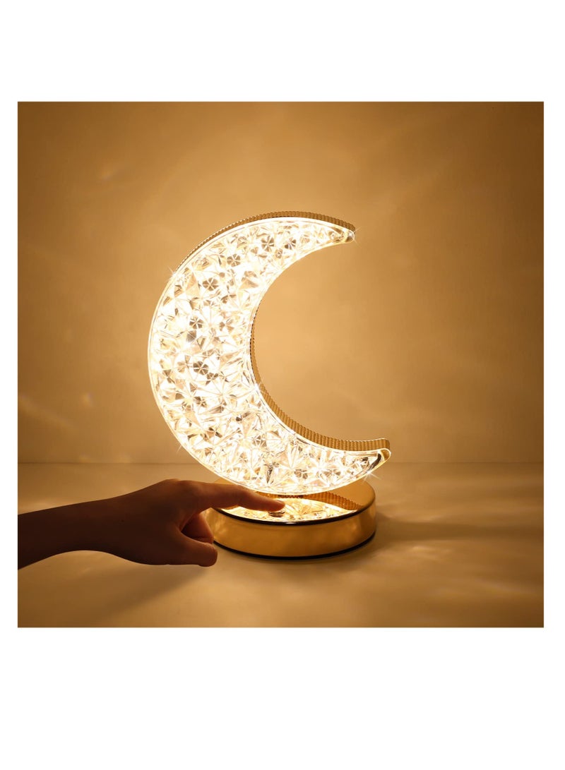 Excefore Moon Lamp, Cordless Rechargeable Stepless Dimmable Touch Nightstand Light, 3 Color Dimmable, Cordless Rechargeable Table Lamp, for Girls Room, Bedroom and Ramadan Decorations - Image 2