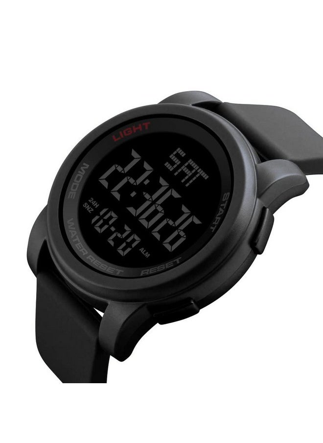 Shocknshop Shocknshop Rubber Led Digital Sports Multi Functional Black Dial Watch For Men Boys -W1257 (Black), Black Band  - Image 2