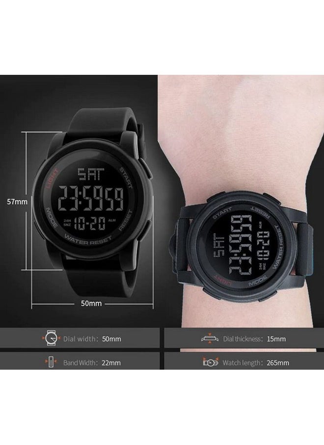 Shocknshop Shocknshop Rubber Led Digital Sports Multi Functional Black Dial Watch For Men Boys -W1257 (Black), Black Band  - Image 5