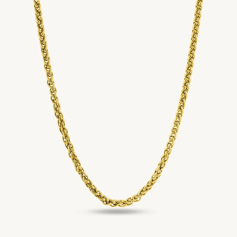 بالموناس PALMONAS 18k Gold Tone Plated Wheat Chain | 3MM
 for Men