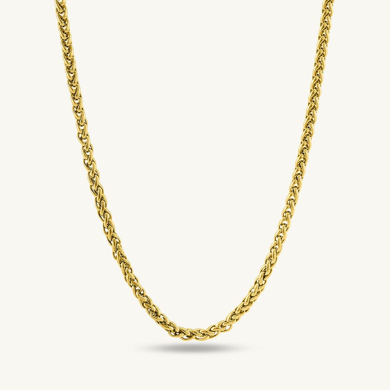 PALMONAS 18k Gold Tone Plated Wheat Chain | 3MM
 for Men - Image 1