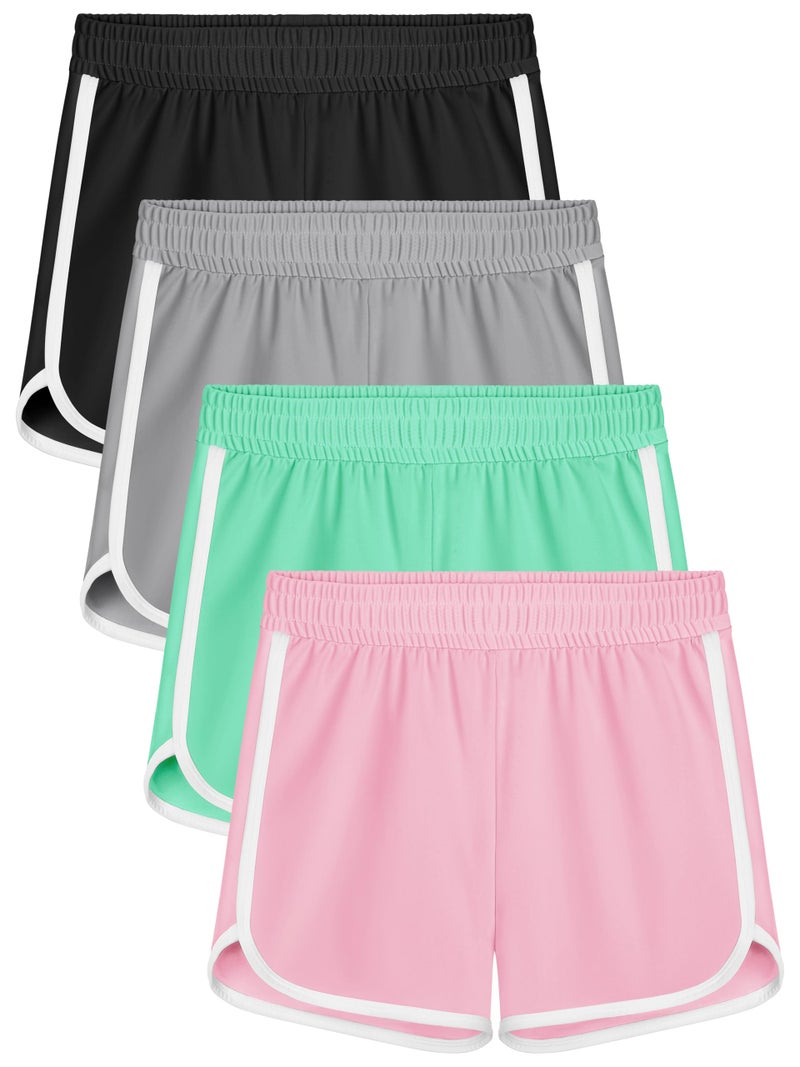 Resinta 4 Packs Girls Soccer Shorts Toddler Girls Athletic Shorts Quick Dry Workout Dolphin Kids Active Shorts - Image 1