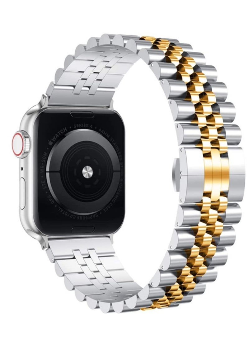 ELTRAZONE Compatible with Apple Watch Band Series 5 44mm 42mm, Stainless Steel iWatch Band with Butterfly Folding Clasp for iWatch Band Series 5/4/3/2/1 - Image 2