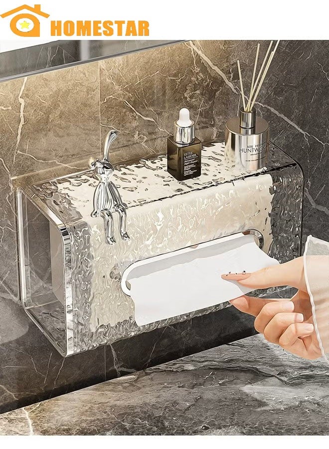 هومستر حامل المناديل المعلق على الحائط، موزع المنظم للورق بنمط الجليسر، صندوق تخزين مناديل كبير للمطبخ، الحمام، المنزل، المكتب، شفاف - Image 1