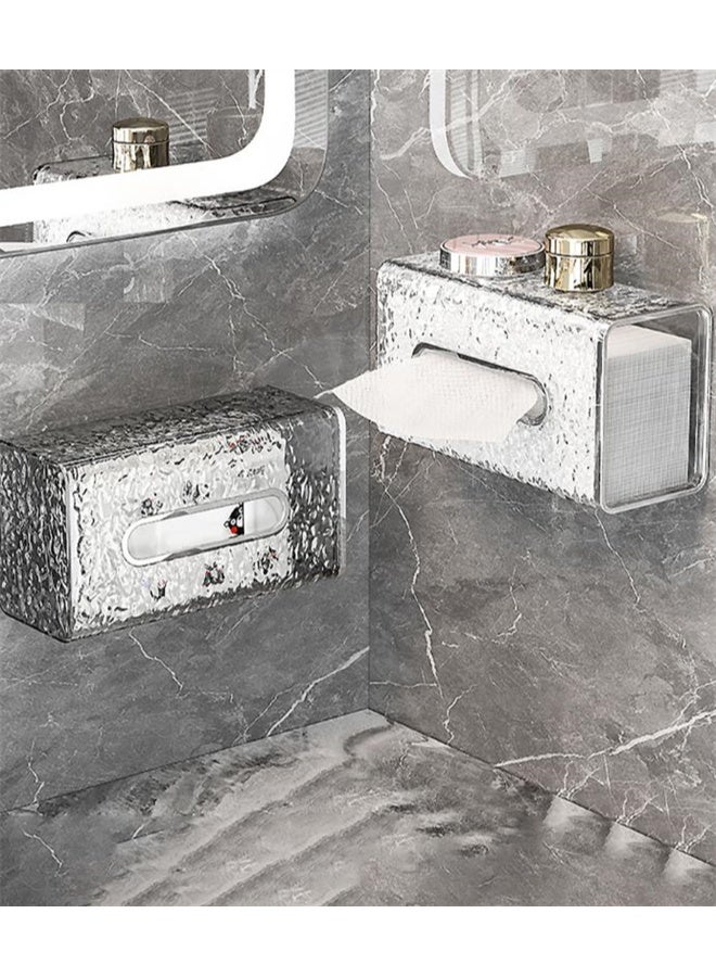 هومستر حامل المناديل المعلق على الحائط، موزع المنظم للورق بنمط الجليسر، صندوق تخزين مناديل كبير للمطبخ، الحمام، المنزل، المكتب، شفاف - Image 2