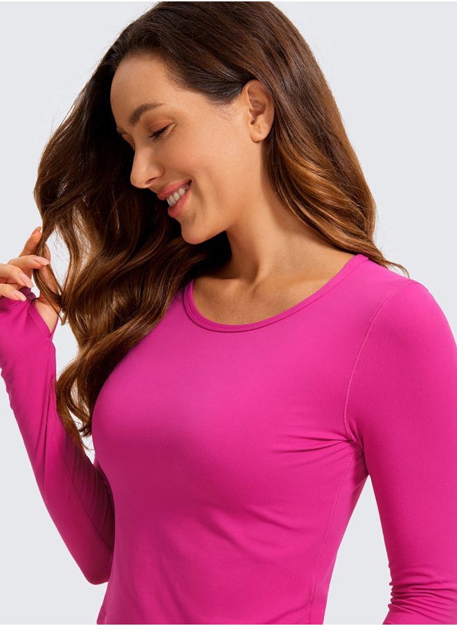CRZ YOGA Long Sleeve Crop Tops for Women Workout Cropped T-Shirts Yoga Slim Fit Athletic Gym Shirts with Thumb Hole Hibiscus Purple Medium  - Image 4