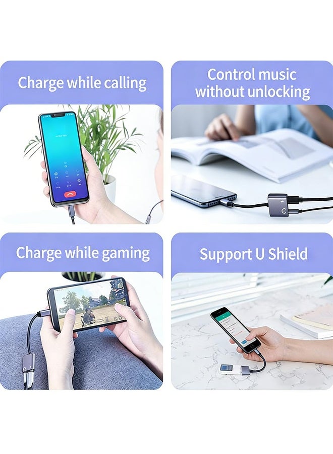 FDTY USB C to 3.5mm Adapter - Type C Headphone Dongle, 2-in-1 Fast Charging Audio Cable, Function USB Type Cs Adapter for Phones Tablets - Image 3