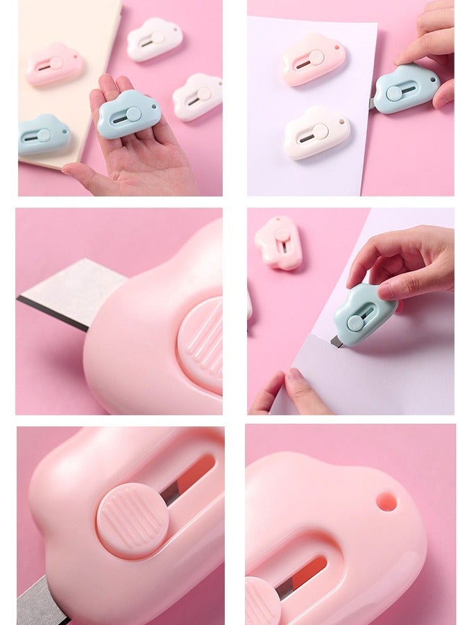 Generic 6 Pieces Mini Color Cloud Shaped Utility Knives, Retractable Cute Mini Utility knife, Cartoon Cute Box Opener, Mini Slides Open for Letter Opening Paper Cutting DIY Crafts (Cloud)  - Image 2