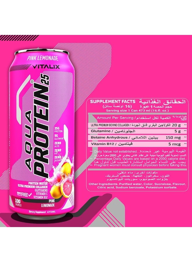 VITALIX AQUA PROTEIN 25 PINK LEMONADE 473ML - Image 5
