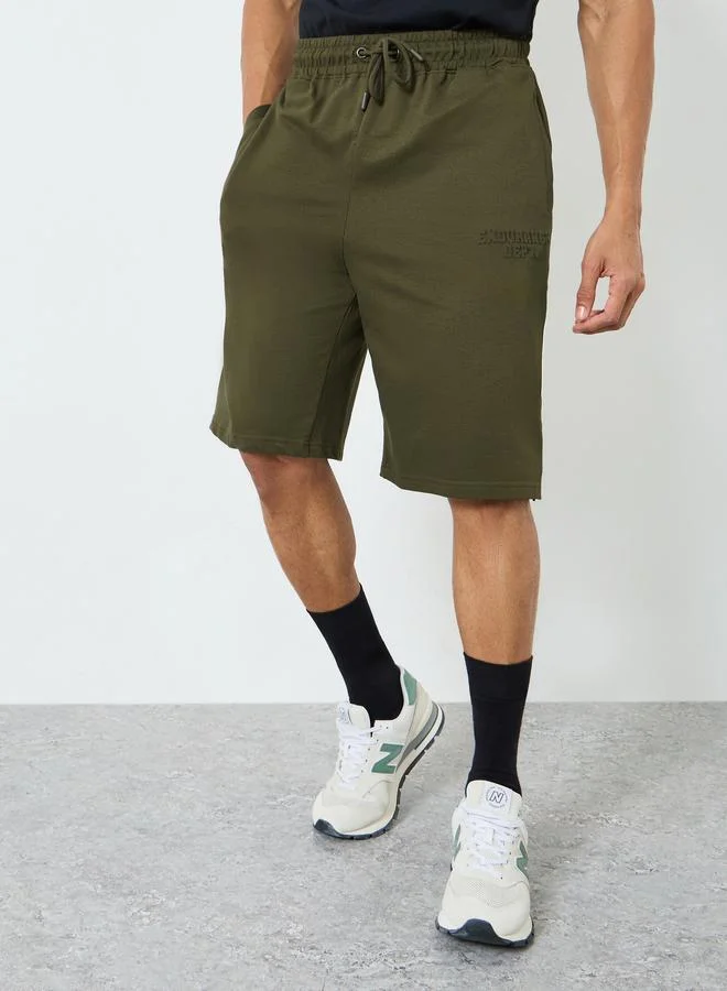Styli Active Men Olive Green Terry Training Shorts