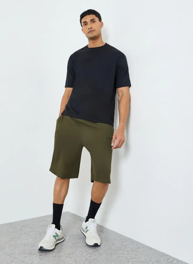 Styli Active Men Olive Green Terry Training Shorts