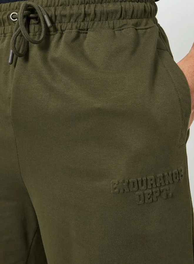 Styli Active Olive Men Olive Green Terry Training Shorts for Men | Best Price UAE