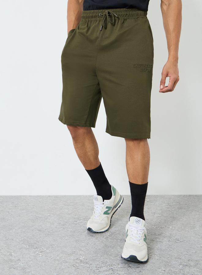 Styli Active Men Olive Green Terry Training Shorts - Image 1