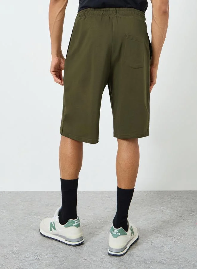 Styli Active Olive Men Olive Green Terry Training Shorts for Men | Best Price UAE
