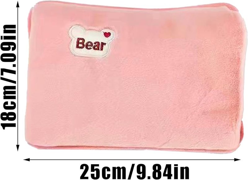 زجاجة ماء ساخن وردية قابلة لإعادة الشحن وسادة تدفئة مقاومة للتسرب لتشنجات العضلات الرقبة الكتفين الساقين - Image 3