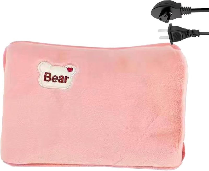 زجاجة ماء ساخن وردية قابلة لإعادة الشحن وسادة تدفئة مقاومة للتسرب لتشنجات العضلات الرقبة الكتفين الساقين - Image 1