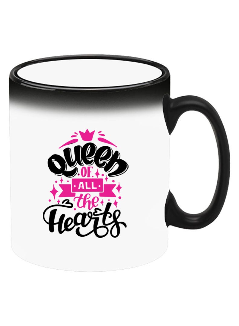 Theodor Color Changing Heat Sensitive Ceramic Mug, Image Revealed When HOT Liquid is Added! Queen of all hearts Black - Image 2