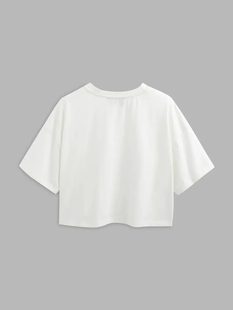 HICCUP Basic Crew Neck Crop T-Shirt