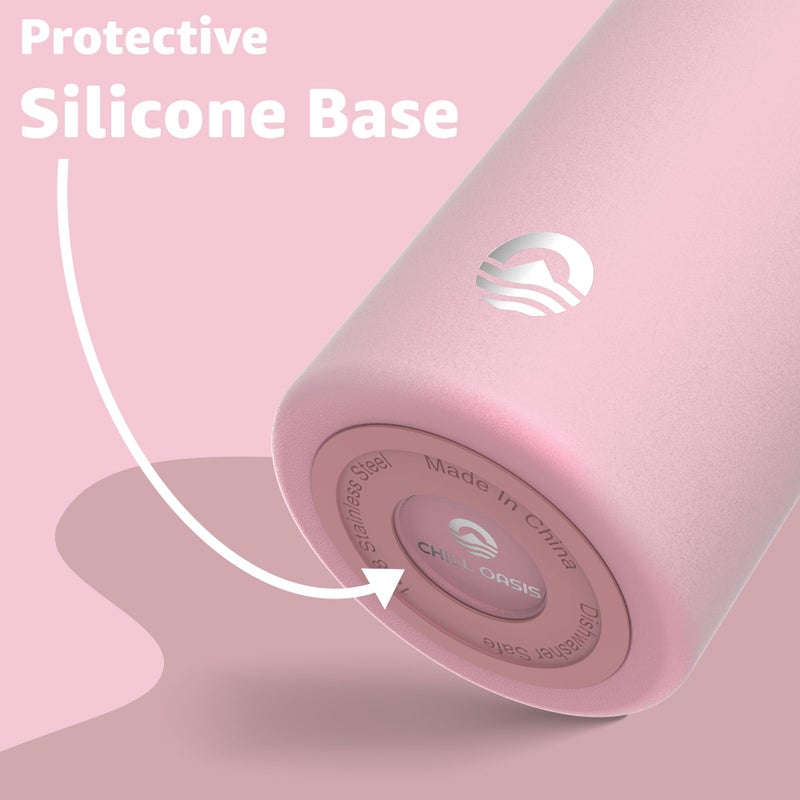 Chill Oasis Water Bottle | Compatible With Popular Flavor Cartridges | BPA Free, Leak Proof, Double-Walled Vacuum Insulated Stainless Steel, and Dishwasher Safe | Cold for 24 Hours (Pink, 12oz) - Image 5