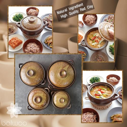 BALWOO Korean Pot [Buncheong] MUD GLAZE Earthenware Ttukbaegi, Natural Ceramic Clay Cooking Pot Casserole, Heat Resistant Ceramic Earthen Pot, Zero-Crack Stone Bowl Stockpot Soup Cookware, Pottery - Image 4