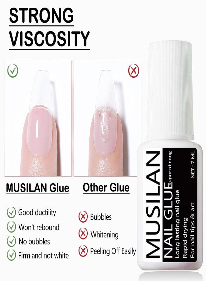 MUSILAN Nail Glue for Press On Nails, Professional Nail Tip Glue, Super Strong Nail Gel Glue for Acrylic Nails, False Nails Tips Adhesive with Glue Brush - Image 3