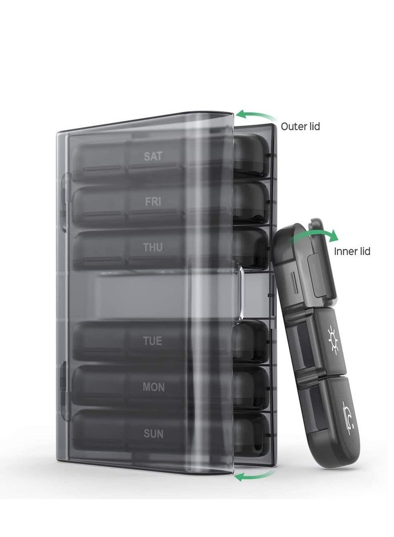 Weekly Pill Organizer 4 Times a Day, Large Pill Box 7 Day Medicine Organizer Pill Case,Light-Proof Daily Pill Box,Portable Travel Pill Case for Medication, Vitamins, Fish Oils,Supplements