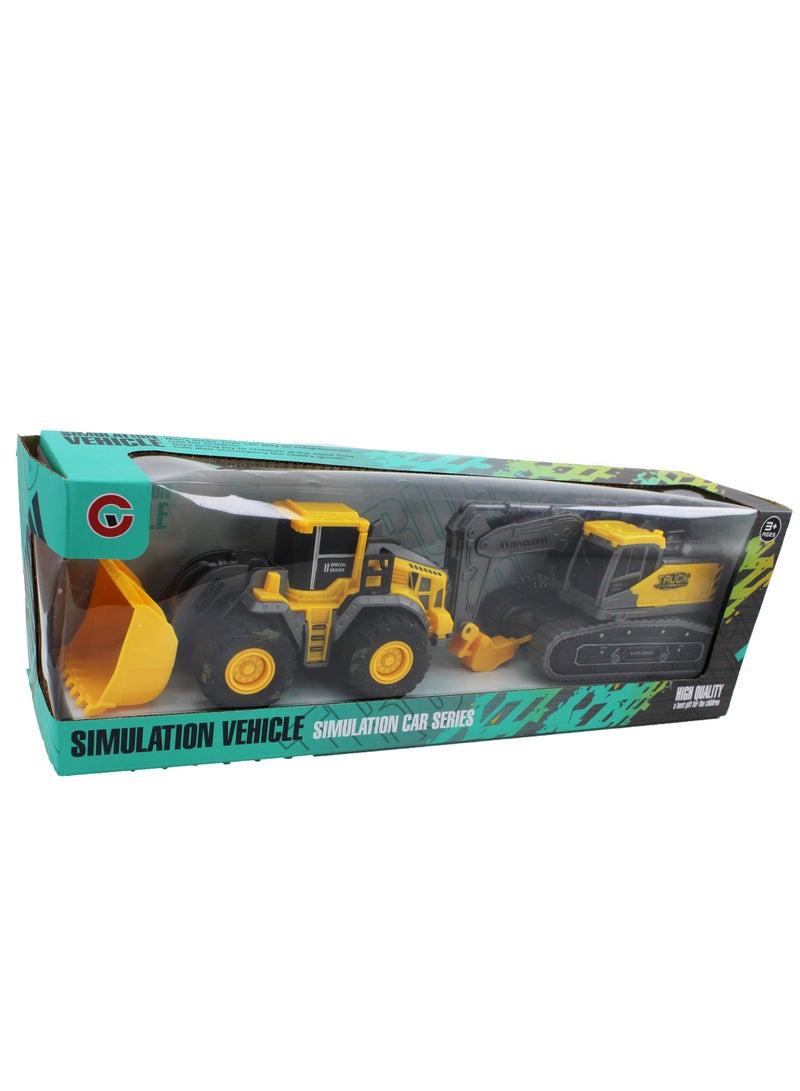 مجموعة ألعاب الحفارات البلاستيكية والبلدوزر للأطفال من عمر 3 سنوات فما فوق، مثالية للعب في الهواء الطلق والمغامرات الخيالية ومركبات البناء الممتعة للتعلم المبكر للبناة الصغار - Image 5