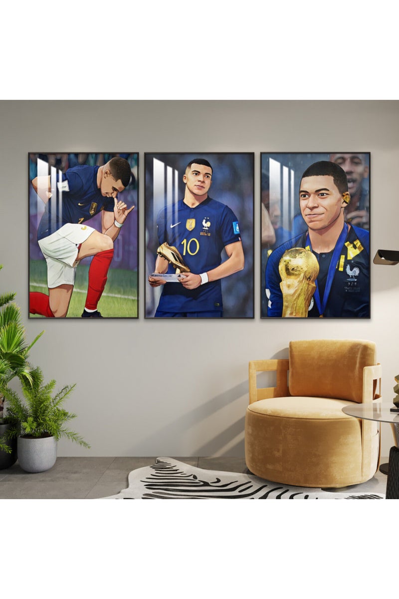 ماركتنا ثلاث لوحات جدارية خشبية بإطار وطبقة أكريليك شفافة - Image 1