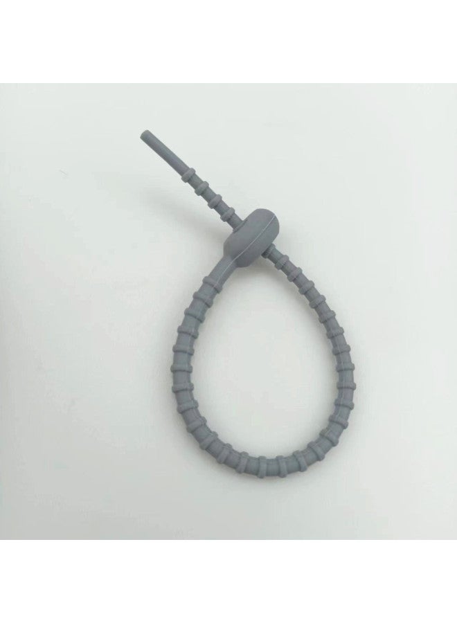 Loquat Simple Silicone Cable Tie Loose Buckle Wire Bundle Keychain Tadpole Lanyard Cable Tie Strap Accessories Winding-Color:Grey - Image 1
