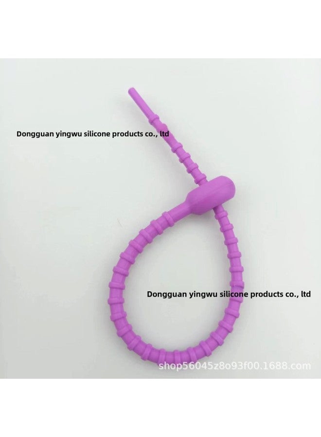 Loquat Simple Silicone Cable Tie Loose Buckle Wire Bundle Keychain Tadpole Lanyard Cable Tie Strap Accessories Winding-Color:Grey - Image 5