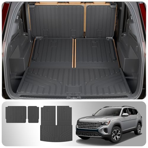 Thinzyou Cargo Liner Compatible with 2018-2025 Volkswagen Atlas (NOT for Cross Sport) Cargo Mat Kick Mats 2024 VW Atlas Accessories (2nd&3rd Row Backrest +Trunk Mats) - Image 1