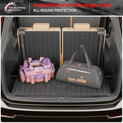 Thinzyou Cargo Liner Compatible with 2018-2025 Volkswagen Atlas (NOT for Cross Sport) Cargo Mat Kick Mats 2024 VW Atlas Accessories (2nd&3rd Row Backrest +Trunk Mats) - Image 5