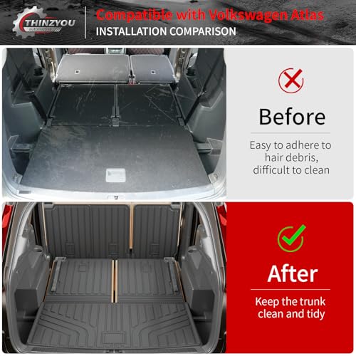Thinzyou Cargo Liner Compatible with 2018-2025 Volkswagen Atlas (NOT for Cross Sport) Cargo Mat Kick Mats 2024 VW Atlas Accessories (2nd&3rd Row Backrest +Trunk Mats) - Image 2