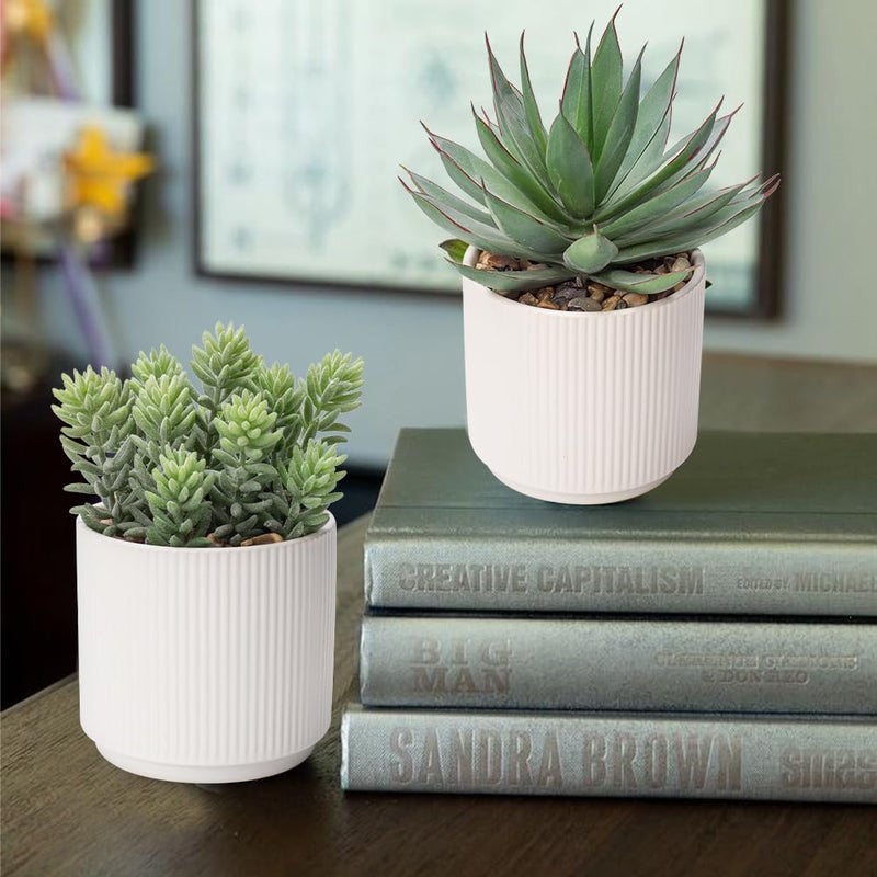 Briful Succulents Plants Artificial For Home Decor  Realistic Potted Fake Agave Plant  Cute Aloe Maguey Faux Plant  Bookshelf Tabletop Decor  Modern Farmhouse Home Bathroom Decorations - Image 4