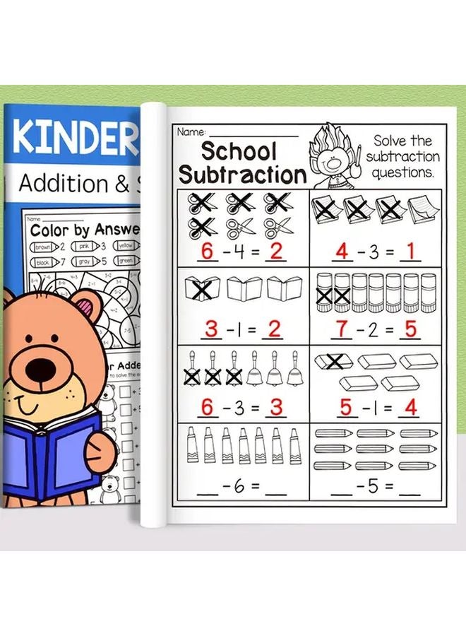 كتاب الرياضيات للجمع والطرح ضمن العشرة - كتاب تدريبي تلوين - تعليمي - Image 1