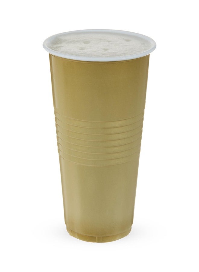 True Gold Plastic Cups, Disposable Plastic Drinking Glasses, Party Cups for Adults, 16oz Gold Set of 24 - Image 3