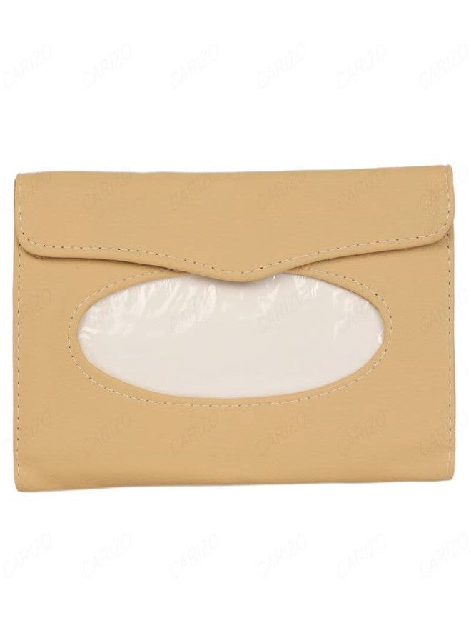 CARIZO Sun Visor Car Tissue Holder, Car Mask Holder, Premium Beige Leather Car Mask Dispenser, Sun Visor Napkin Holder Compatible with Hyundai Elantra (Type-I) 2004-2007 - Image 1