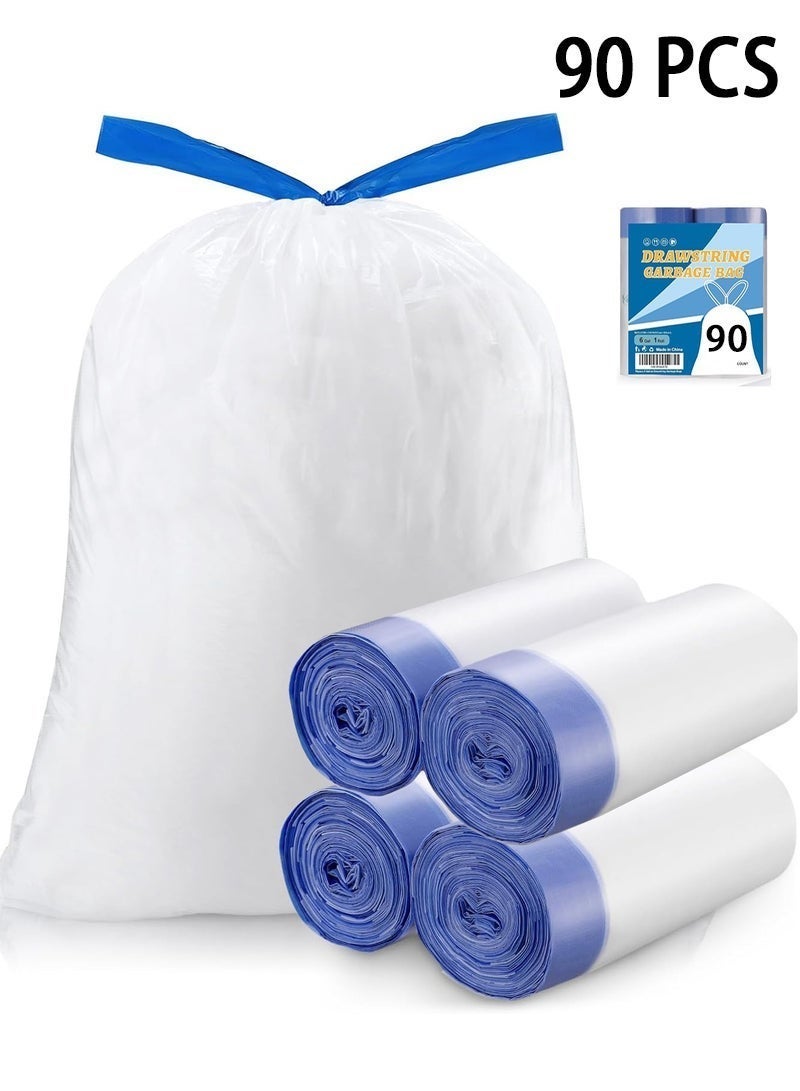 YOONISPRO 90 Count Trash Bags, 6 Gallons Drawstring Garbage Bags for Office, Living Room, Kitchen and Bathroom Trash Cans- Thickened, Stretchy, Unscented, 55x50cm/21.6x19.6in - Image 1