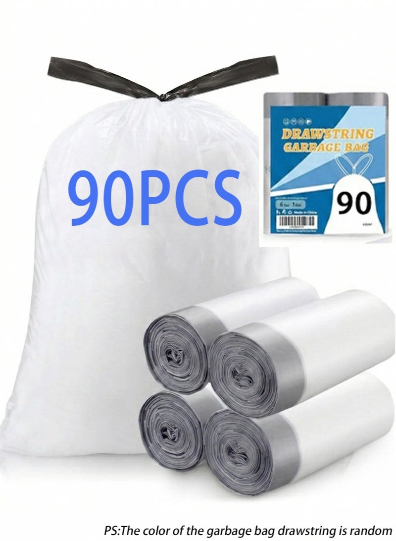 YOONISPRO 90 Count Trash Bags, Thick Heavy-Duty Drawstring Garbage Bags for Office, Living Room, Kitchen and Bathroom Trash Cans, Stretchy, Unscented, 55x50cm / 21.6x19.6in - Image 1