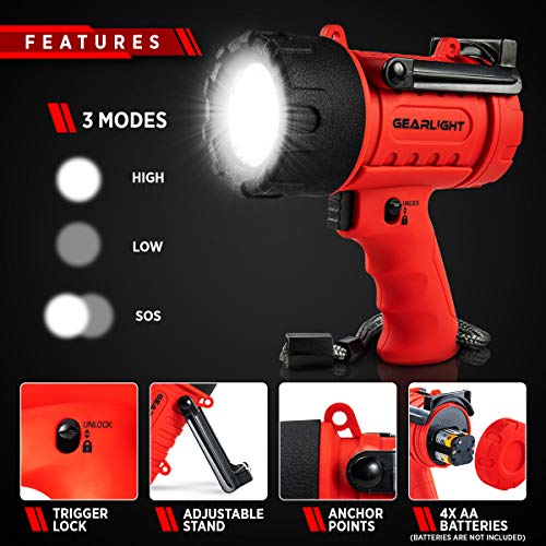GearLight Waterproof LED Spotlight Flashlight Father's Day Gifts for Dad - High Lumen Spot Light for Outdoor Camping Accessories, Boating Gifts for Men, Husband, Floating Handheld Flash Lights - Image 4