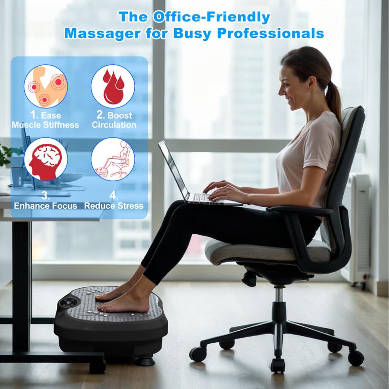 XIHEIMA Vibration Plate Exercise Machine for Lymphatic Drainage, Whole Body Fitness Workout Equipment Stand Shake Board Sport Gym for Weight Loss Fat Burner for Women Men (Black) - Image 3