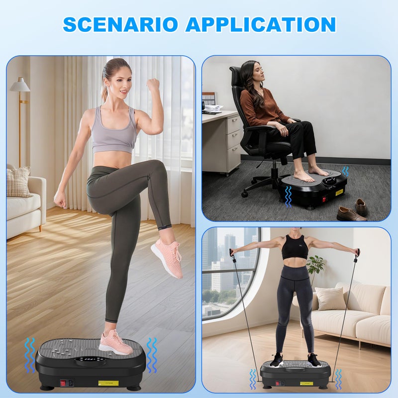 XIHEIMA Vibration Plate Exercise Machine for Lymphatic Drainage, Whole Body Fitness Workout Equipment Stand Shake Board Sport Gym for Weight Loss Fat Burner for Women Men (Black) - Image 4