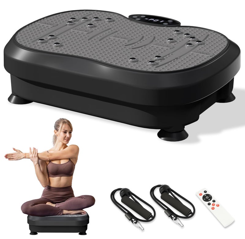 XIHEIMA Vibration Plate Exercise Machine for Lymphatic Drainage, Whole Body Fitness Workout Equipment Stand Shake Board Sport Gym for Weight Loss Fat Burner for Women Men (Black) - Image 1