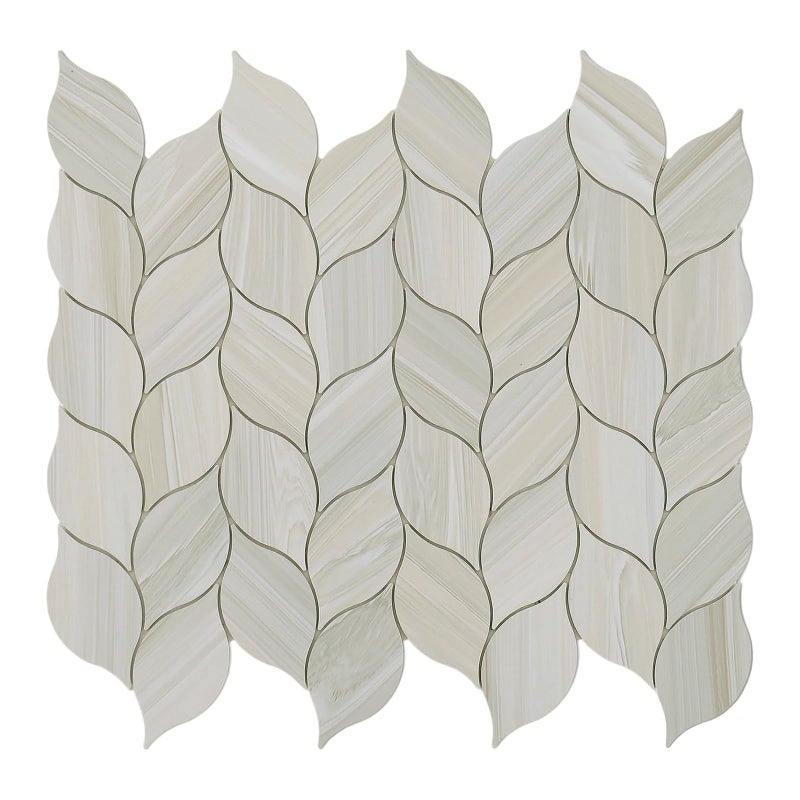 Tilingview 10-Sheet Peel and Stick Backsplash Tile for Kitchen, Self-Adhesive Mosaic Glossy Leaf Stick on Wall Tile with Gaps (Leaf Beige) - Image 1