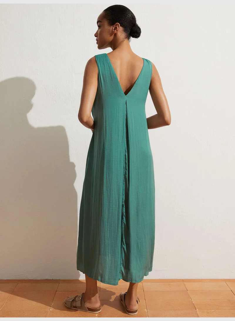 oysho green satin dress Long for Women Wrap dress