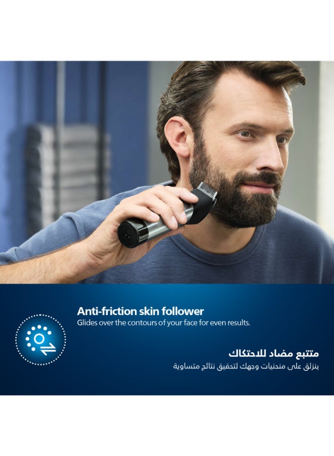 Philips Beard Trimmer BT9810,Ultimate Precision with Built-In Metal Comb,Self-Sharpening Steel Blades, 30 Length Settings,Steel Body, Battery Indicator,120min Cordless, Waterproof, Travel Case Black/Silver - Image 3