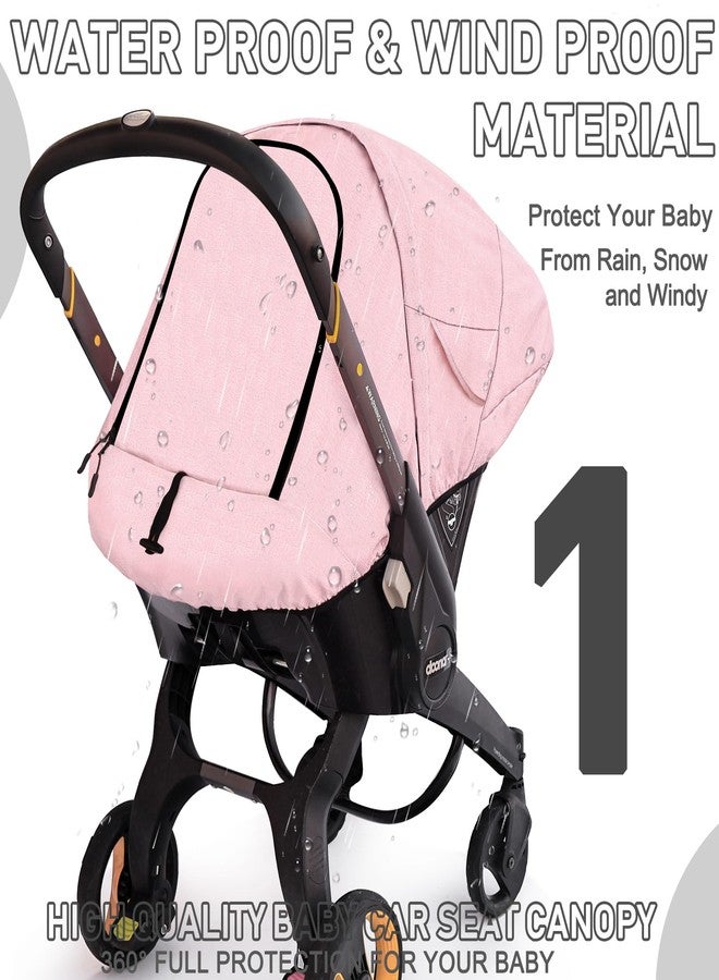 beatoutou Waterproof Winter Baby Car Seat Cover Compatible with Doona Car Seat and Stroller, Windproof Canopy for Girls, Keeps Babies Warm and Cozy (Pink) - Image 2
