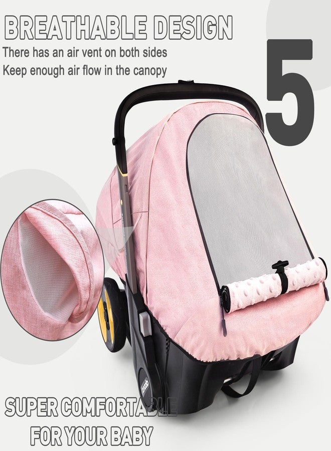 beatoutou Waterproof Winter Baby Car Seat Cover Compatible with Doona Car Seat and Stroller, Windproof Canopy for Girls, Keeps Babies Warm and Cozy (Pink) - Image 5