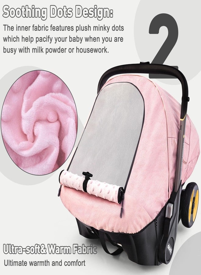 beatoutou Waterproof Winter Baby Car Seat Cover Compatible with Doona Car Seat and Stroller, Windproof Canopy for Girls, Keeps Babies Warm and Cozy (Pink) - Image 3