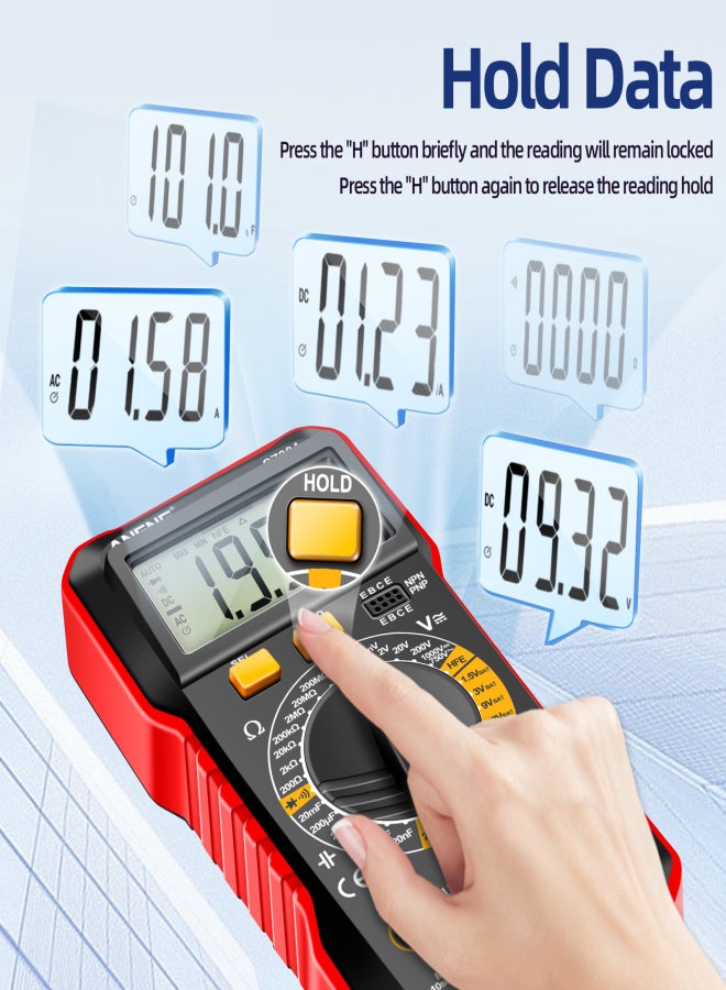 ANENG SZ304 Multifunction 1999 Counts Digital Multimeter True RMS Handheld High Precision Tester Measures Voltage Current Resistance Capacitance Frequency Diode with Test Leads - Image 3